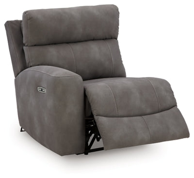 Left-Arm Facing Power Recliner In Solid Slate Fabric