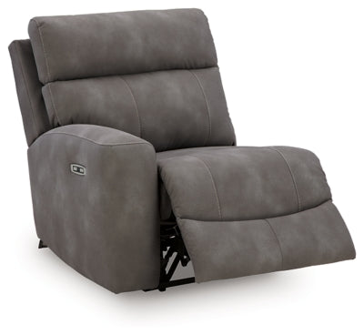 Left-Arm Facing Power Recliner In Solid Slate Fabric