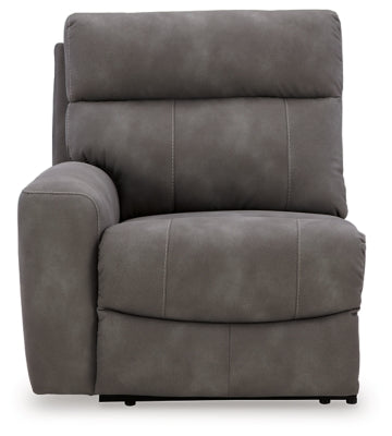 Left-Arm Facing Power Recliner In Solid Slate Fabric