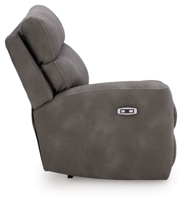 Left-Arm Facing Power Recliner In Solid Slate Fabric