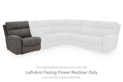 Left-Arm Facing Power Recliner In Solid Slate Fabric
