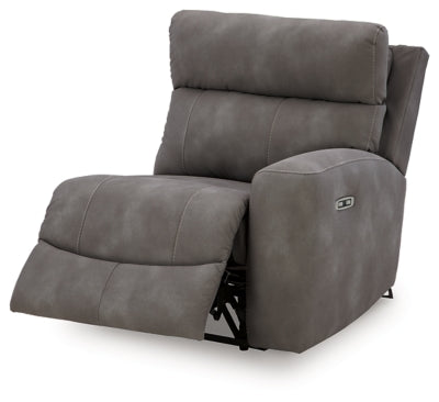 Right-Arm Facing Power Recliner In Solid Slate Fabric