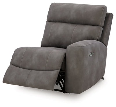 Right-Arm Facing Power Recliner In Solid Slate Fabric
