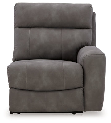 Right-Arm Facing Power Recliner In Solid Slate Fabric