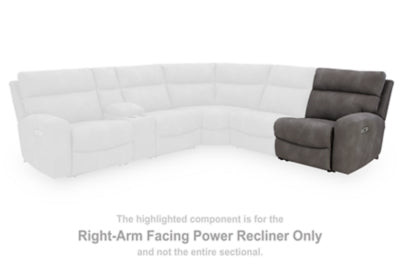 Right-Arm Facing Power Recliner In Solid Slate Fabric