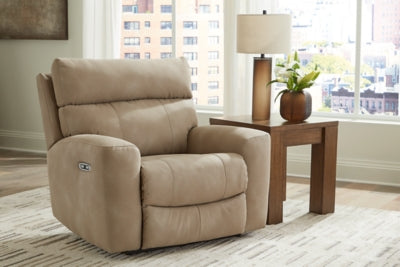 Power Recliner In Solid Sand Fabric