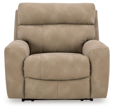 Power Recliner In Solid Sand Fabric