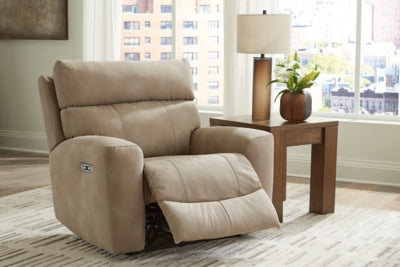 Power Recliner In Solid Sand Fabric