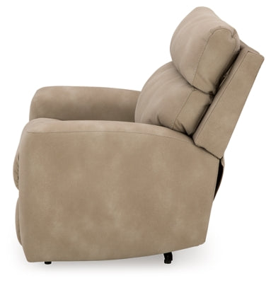 Power Recliner In Solid Sand Fabric
