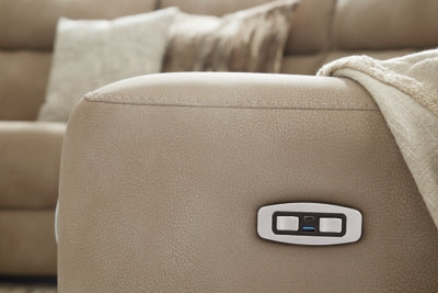 Power Recliner In Solid Sand Fabric