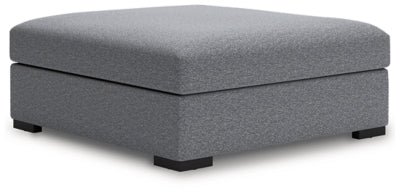 Oversized Accent Ottoman In Solid Salt and Pepper Fabric