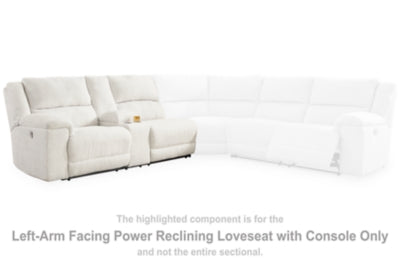 Left-Arm Facing Power Reclining Loveseat with Console In Solid Linen Fabric