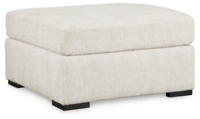 Oversized Accent Ottoman In Solid Ivory Fabric