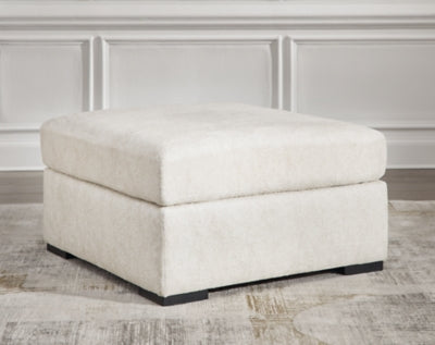 Oversized Accent Ottoman In Solid Ivory Fabric