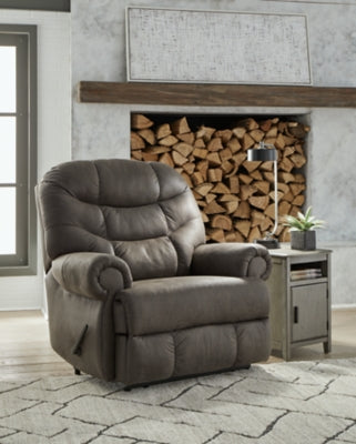 Recliner In Solid Gunmetal Fabric