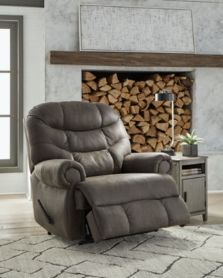 Recliner In Solid Gunmetal Fabric