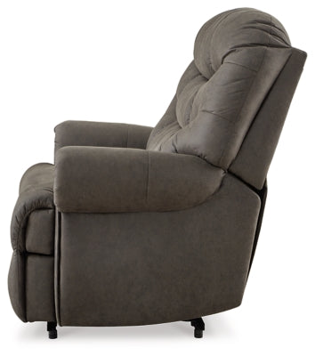 Recliner In Solid Gunmetal Fabric