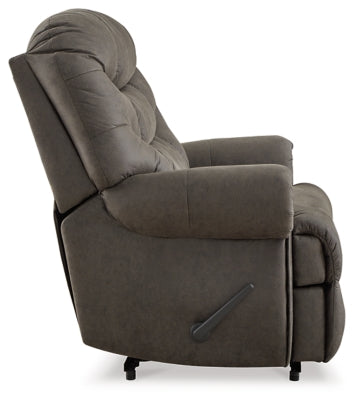 Recliner In Solid Gunmetal Fabric
