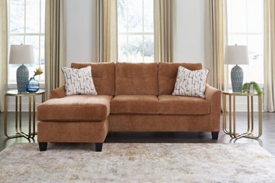 Sofa Chaise In Solid Clay Fabric