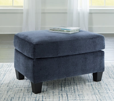Ottoman In Solid Ink Fabric