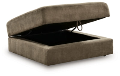 Ottoman With Storage In Solid Coffee Fabric