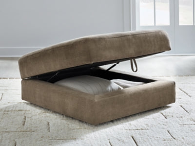 Ottoman With Storage In Solid Coffee Fabric