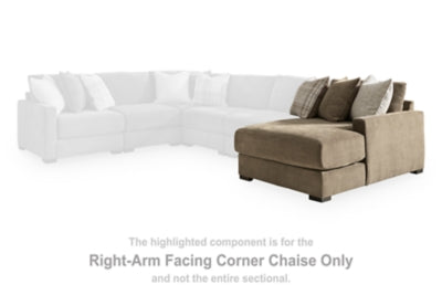 Right-Arm Facing Corner Chaise In Solid Coffee Fabric