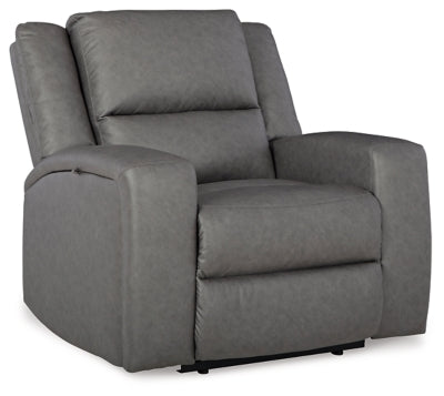 Recliner In Solid Slate Fabric