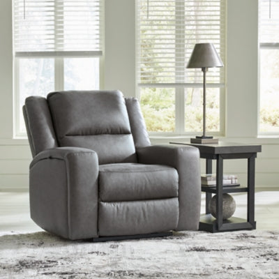 Recliner In Solid Slate Fabric