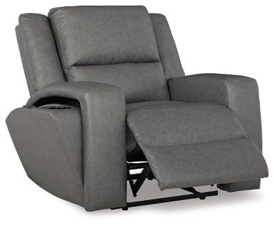 Recliner In Solid Slate Fabric