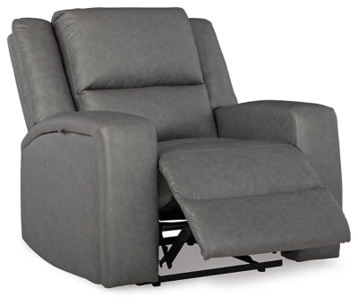 Recliner In Solid Slate Fabric