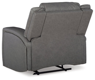 Recliner In Solid Slate Fabric