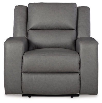 Recliner In Solid Slate Fabric