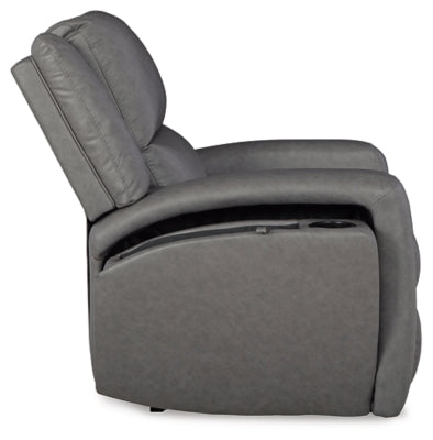 Recliner In Solid Slate Fabric