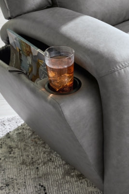 Recliner In Solid Slate Fabric