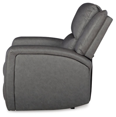 Recliner In Solid Slate Fabric
