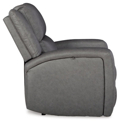 Recliner In Solid Slate Fabric
