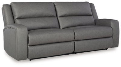 Reclining Sofa In Solid Slate Fabric