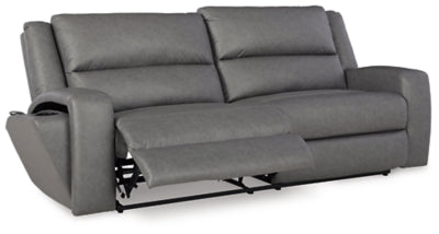 Reclining Sofa In Solid Slate Fabric