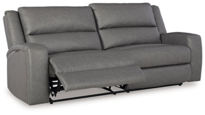 Reclining Sofa In Solid Slate Fabric