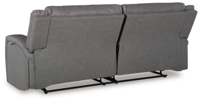 Reclining Sofa In Solid Slate Fabric