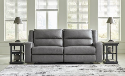 Reclining Sofa In Solid Slate Fabric