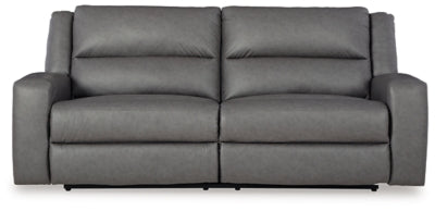 Reclining Sofa In Solid Slate Fabric
