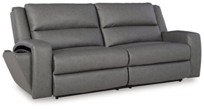 Reclining Sofa In Solid Slate Fabric