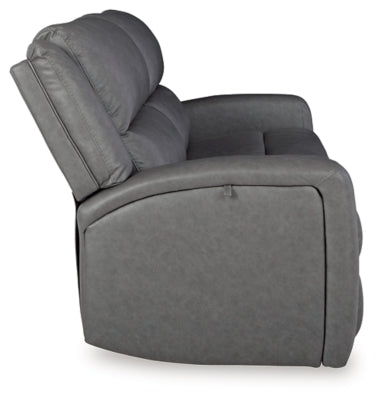 Reclining Sofa In Solid Slate Fabric