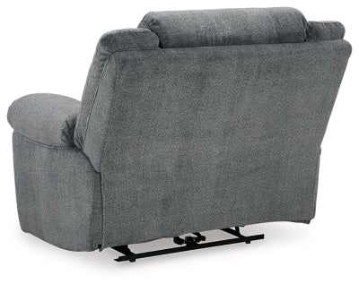 Power Recliner In Solid Slate Fabric