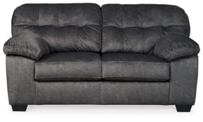 Loveseat In Solid Granite Fabric