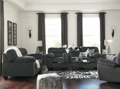 Loveseat In Solid Granite Fabric