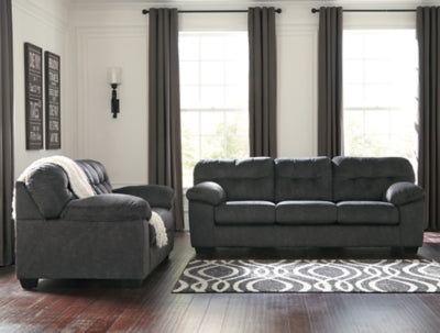 Loveseat In Solid Granite Fabric