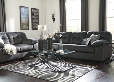 Loveseat In Solid Granite Fabric